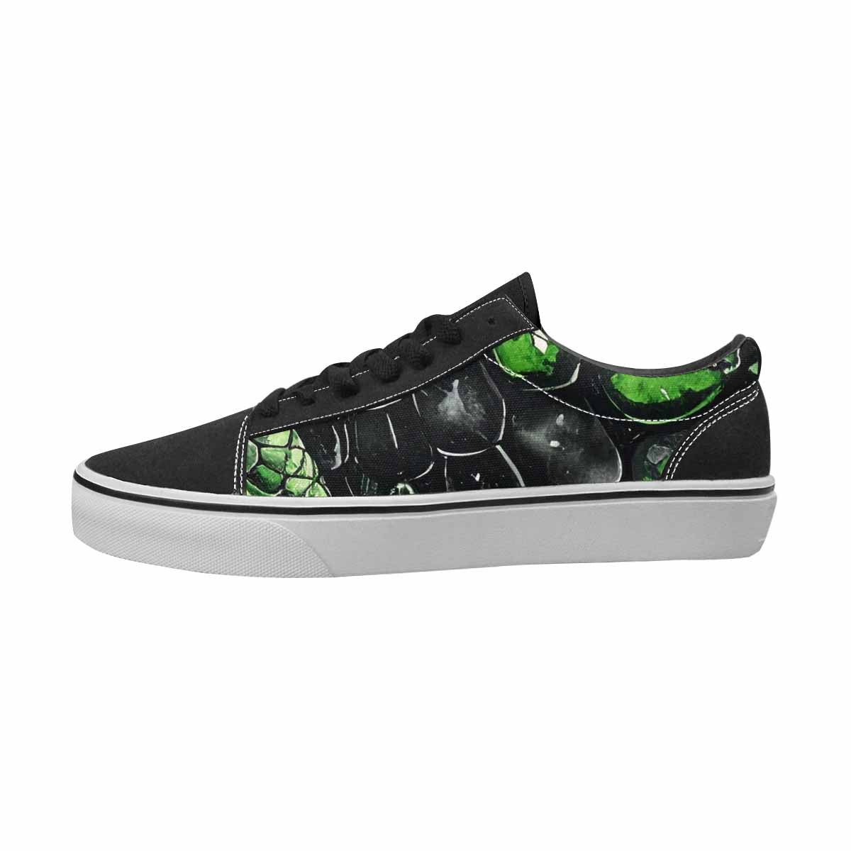 WOMEN'S Reptile Black & Green Ink Canvas Graphic Print Vibrant Chaos Limited Edition Sneakers
