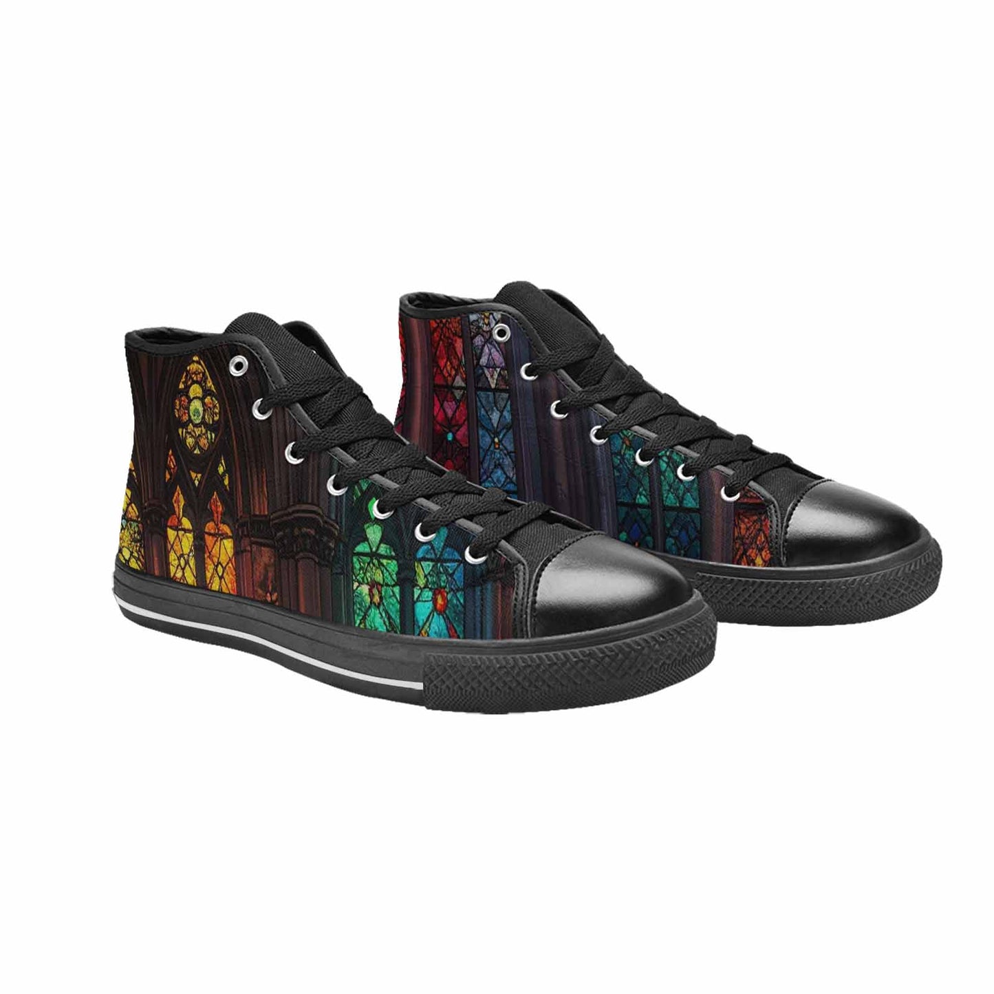 WOMEN'S Stained Glass Cathedral High Top Canvas Cottagecore Shoes