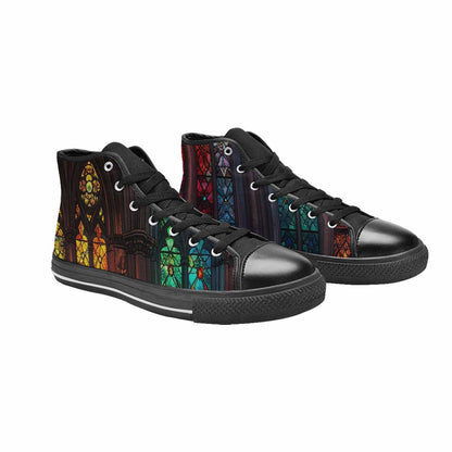 WOMEN'S Stained Glass Cathedral High Top Canvas Cottagecore Shoes