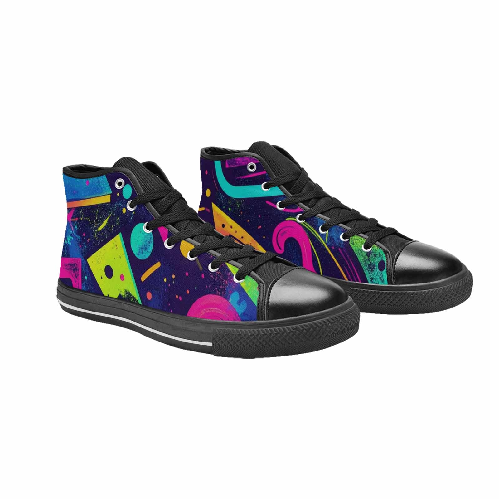 MEN'S Memphis Squiggles Triangles Dots High Top Canvas Grunge Shoes