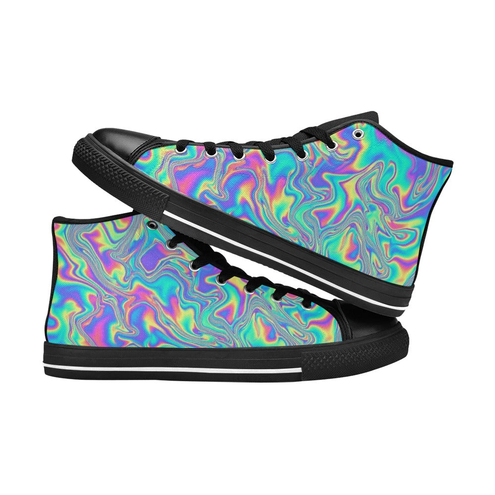 MEN'S Holographic Tribal Blaze 4 High Top Canvas Neon Fantasy Custom Shoes