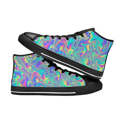 MEN'S Holographic Tribal Blaze 4 High Top Canvas Neon Fantasy Custom Shoes