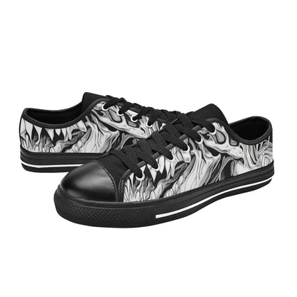 WOMEN'S Cc Demons Grey Canvas Aesthetic Custom Sneakers