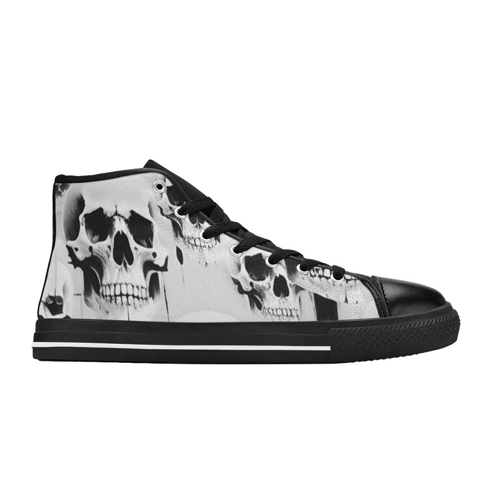 WOMEN'S Cc Grey Skull Art High Top Canvas Vivid Shoes