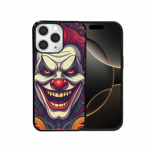 iPhone 15 Pro Max Case — Evil Circus Heads Faces Overlapping Patterns, Original Design Phone Case