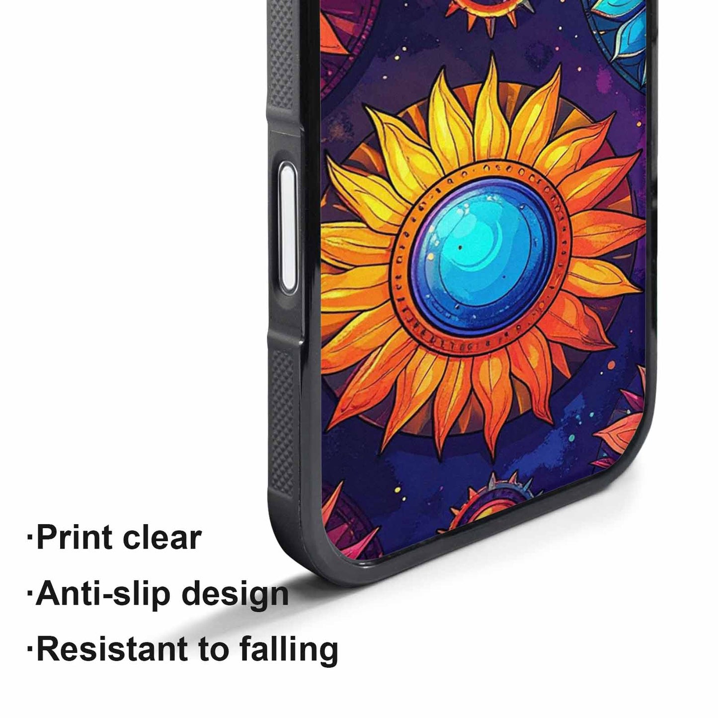 iPhone 17 Pro Case — Iridescent Fantasy Sun Disc Original Art, Custom Printed Phone Case