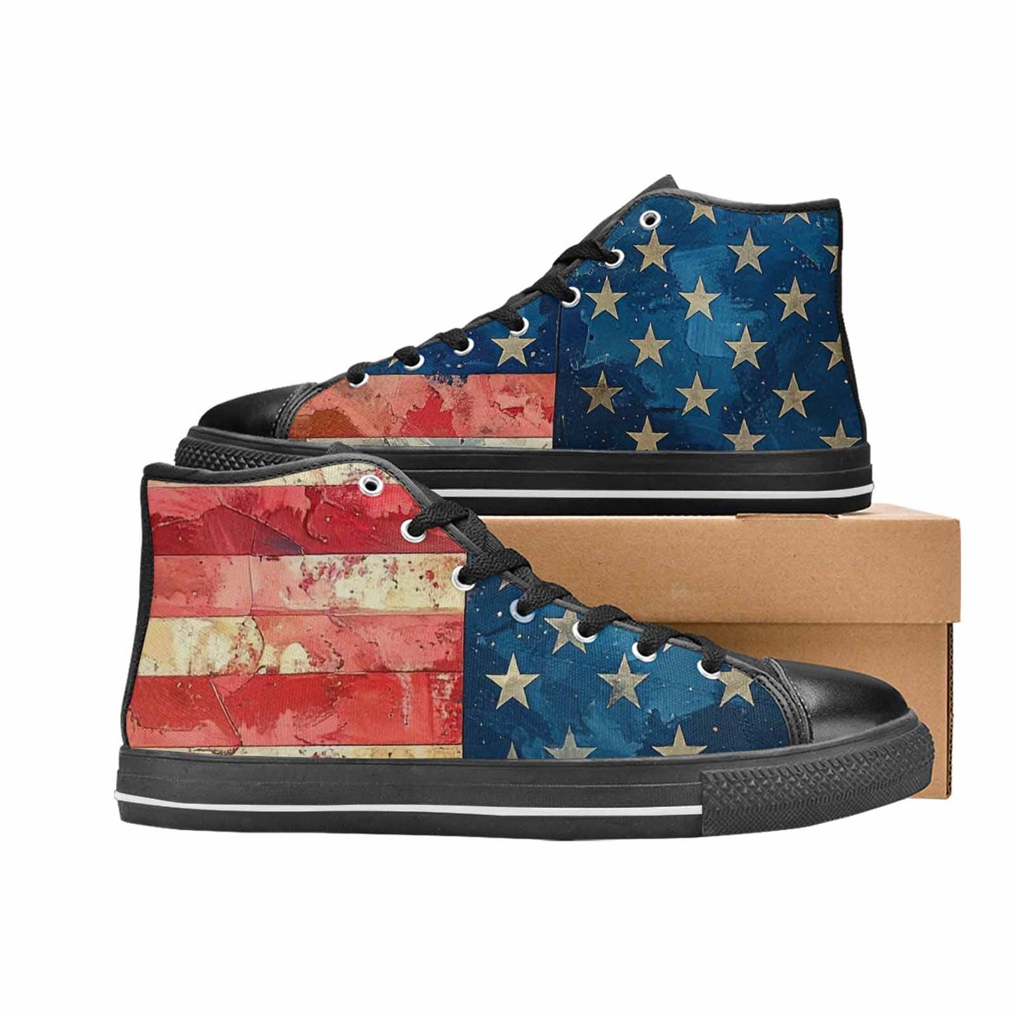 MEN'S American Flag Stars High Top Canvas Aesthetic Custom Sneakers