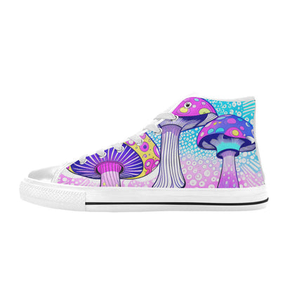 WOMEN'S Magic Mushrooms Art 2 High Top Canvas Dark Academia Custom Shoes