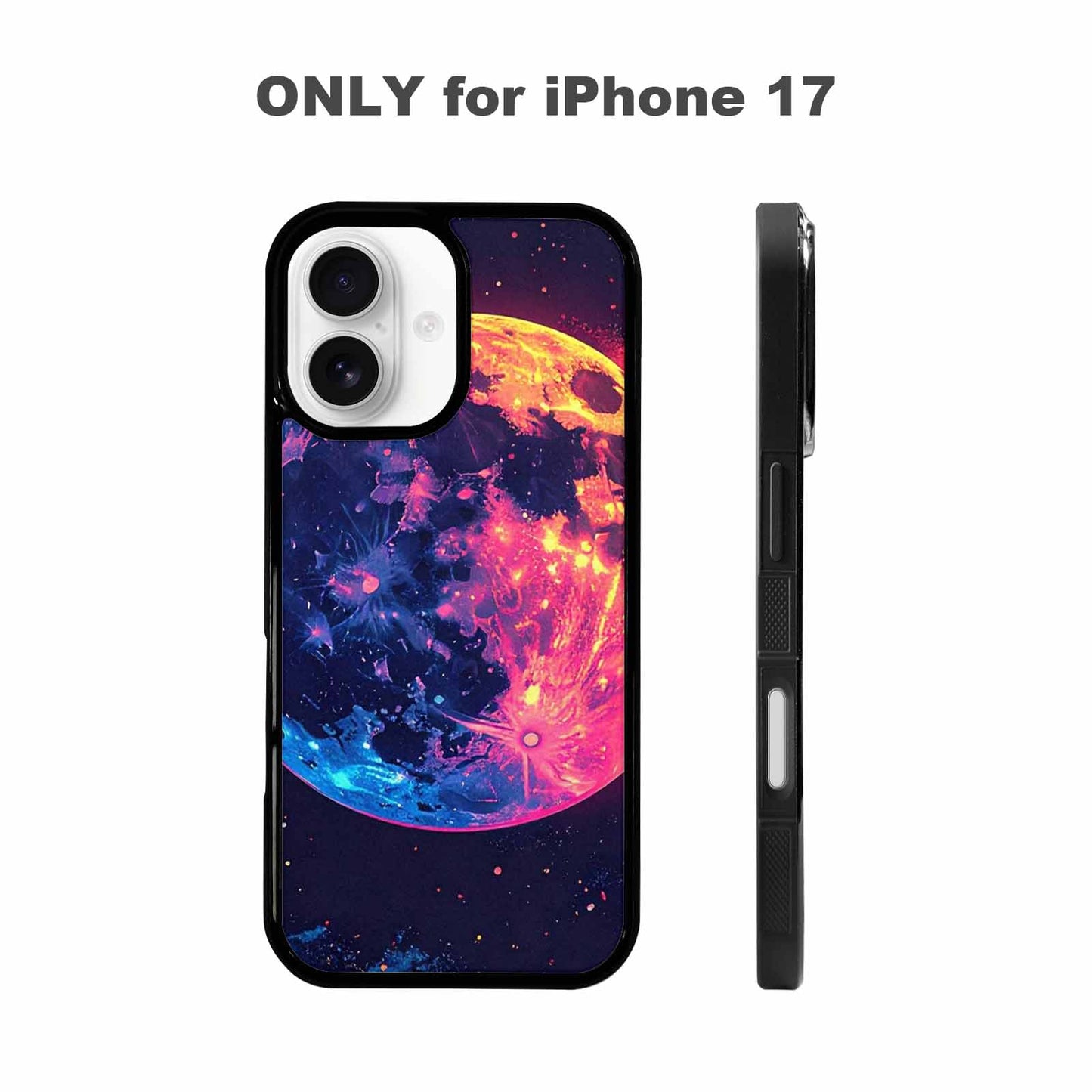 iPhone 17 Case — Neon Winter Moon Cartoon Cute, Custom Printed Phone Case
