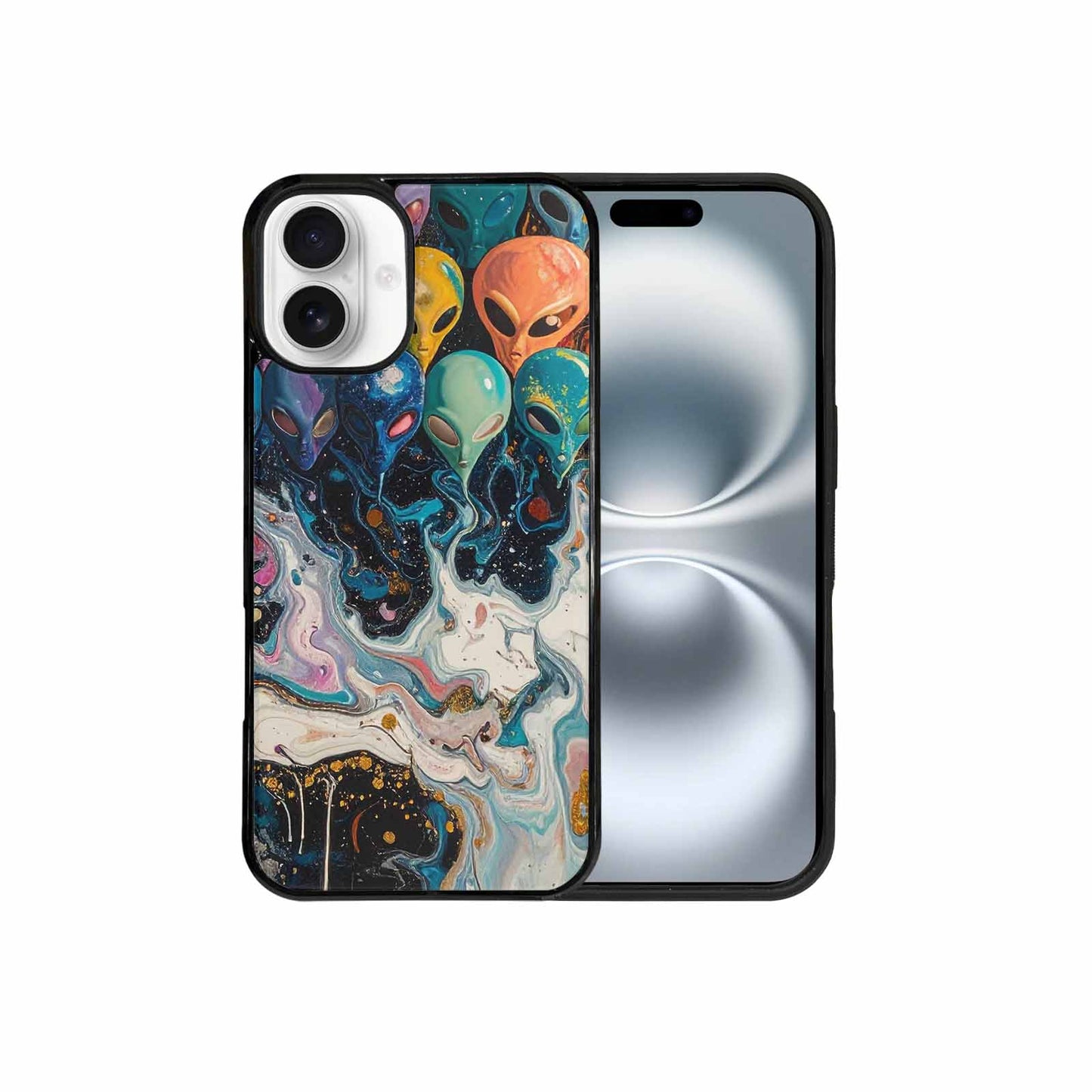 iPhone 16 Plus Case — Aliens Marblealiens Pattern Fjy, Custom Designed Case Cover