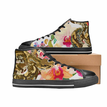 WOMEN'S Floral Snake Print High Top Canvas Dreamcore Custom Sneakers