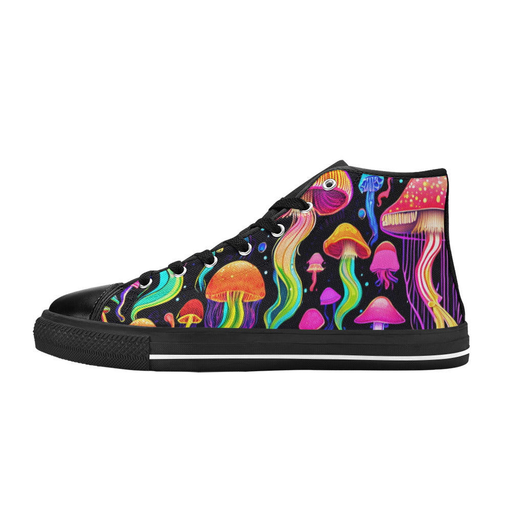 MEN'S Jellyfish Vibrant Mushroom Art High Top Canvas Grunge Sneakers