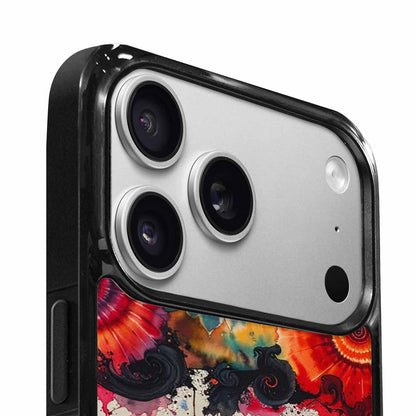 iPhone 17 Pro Case — Tie Dye Swirls Black Red Tie, Custom Print Case Cover