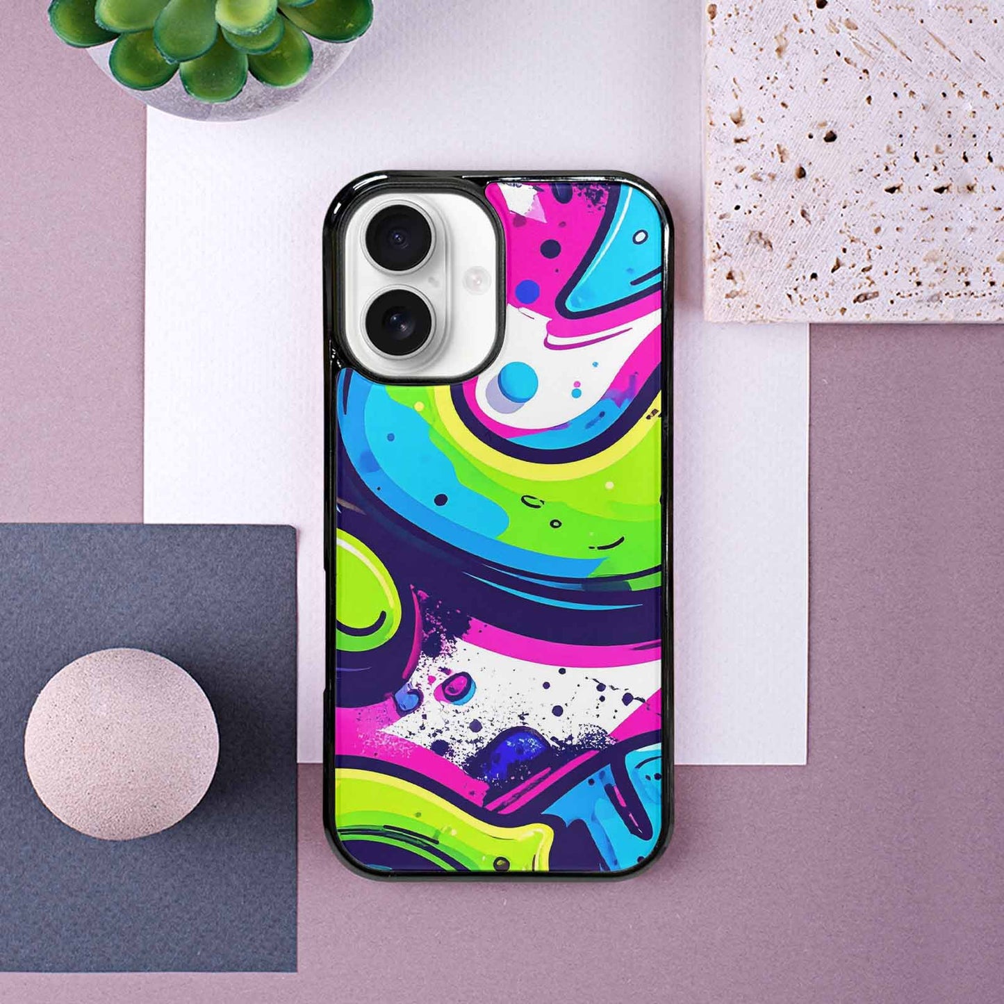 iPhone 16 Case — Acid Wash Cartoon, Custom Phone Case