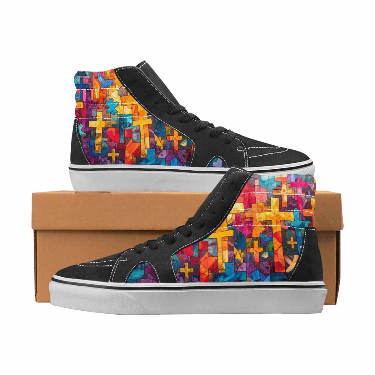 WOMEN'S Jesus High Top Canvas Boutique Grunge Custom Print Sneakers