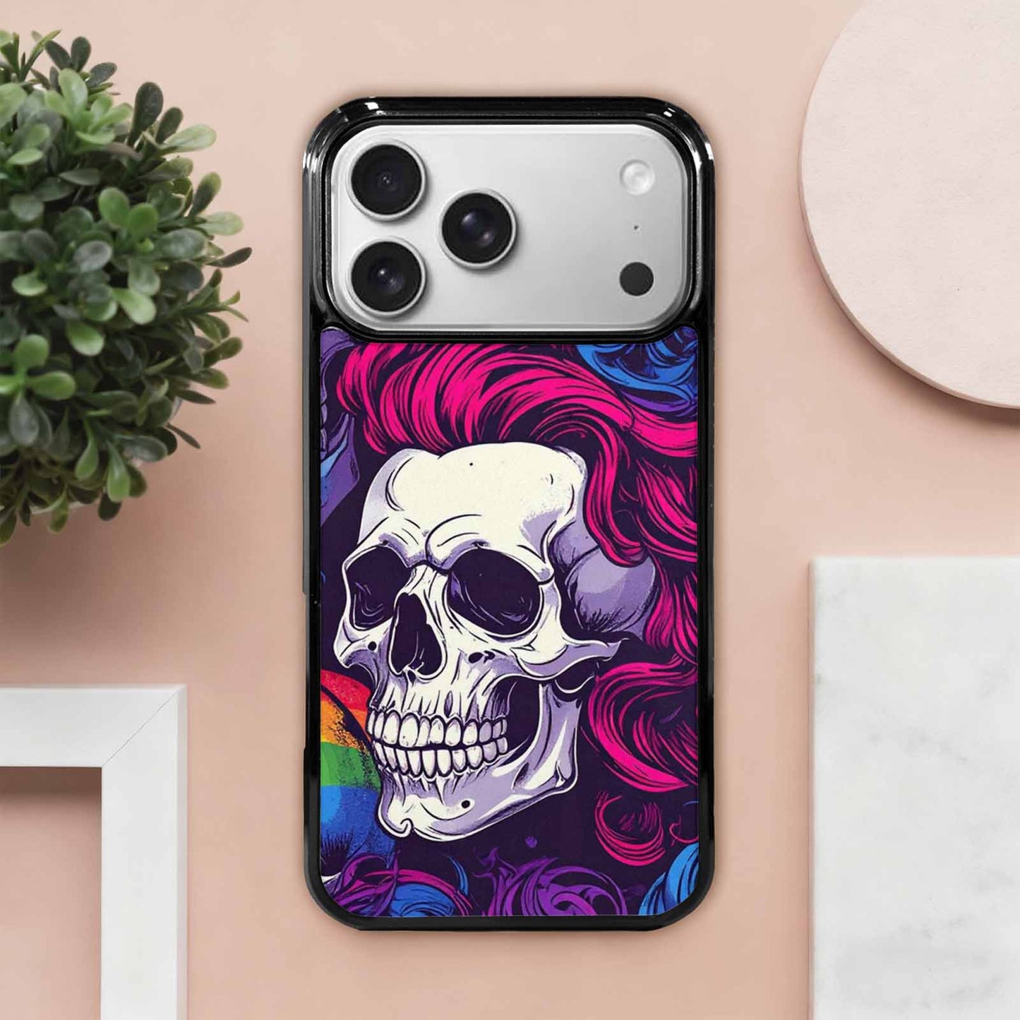 iPhone 17 Pro Max Case — Pride Flag Skulls Seamless Gothic Skulls, Custom Printed Phone Case