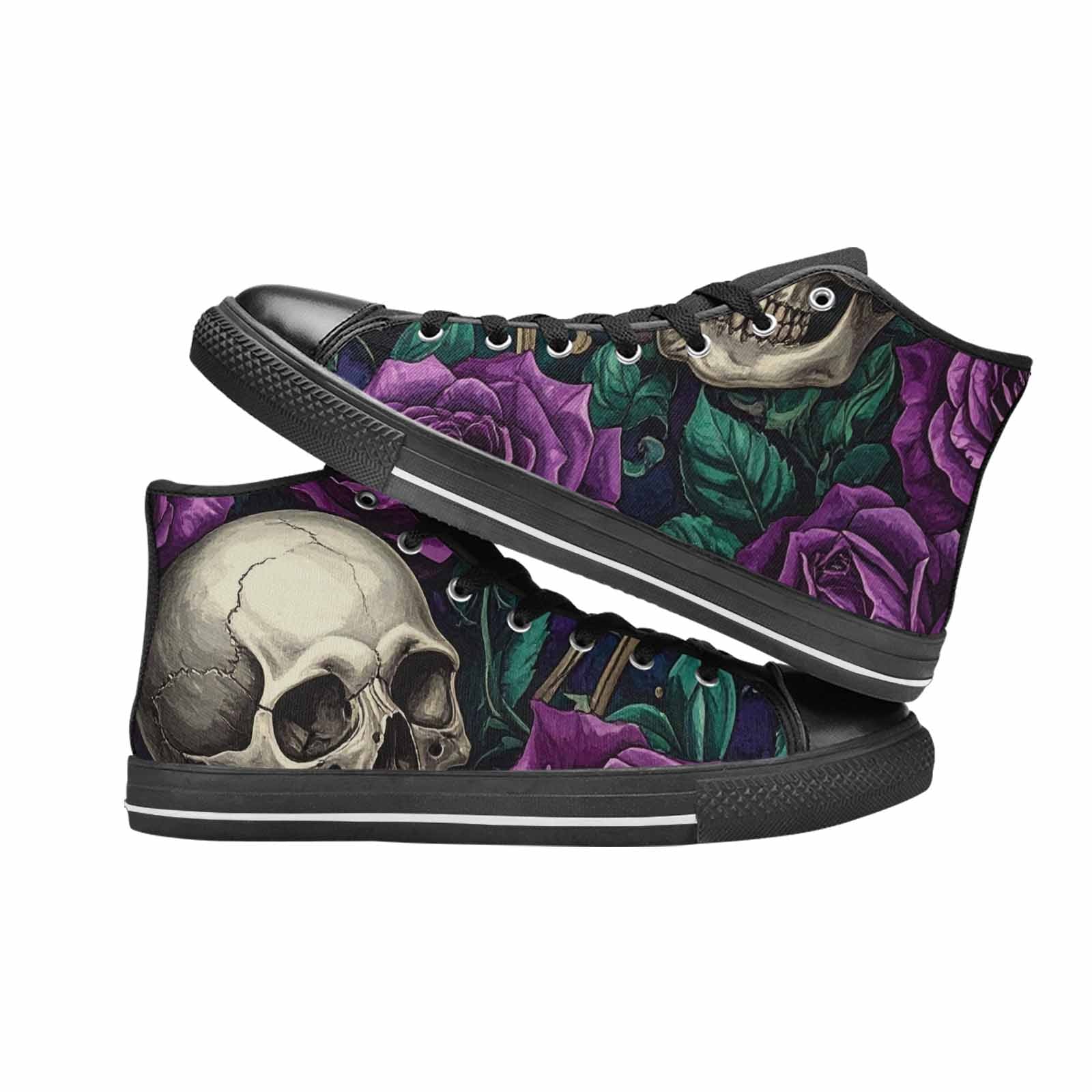 WOMEN'S Skulls Roses Gothic Filigree High Top Canvas Y2K Custom Sneakers