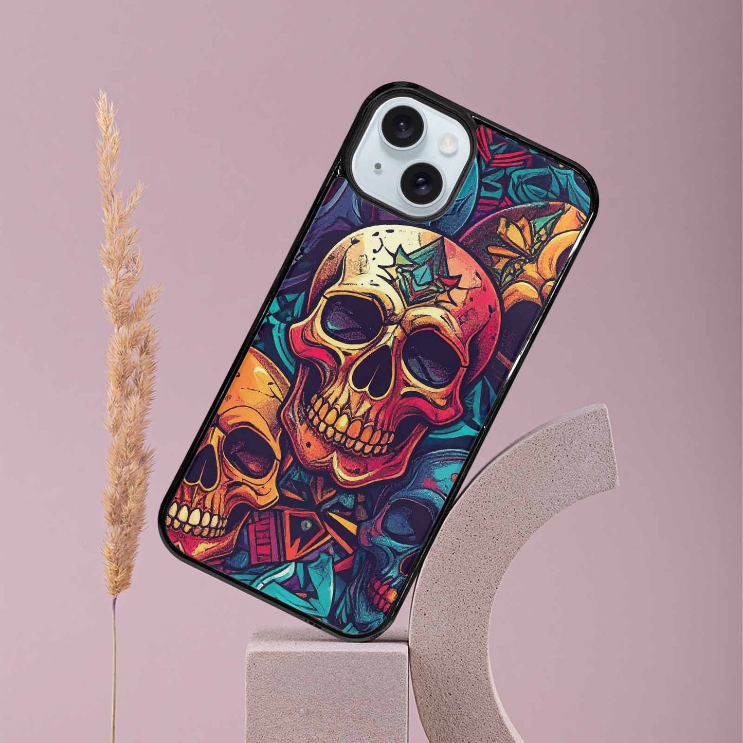 iPhone 15 Plus Case — Sacred Geometry Lots Of Skulls Seamless, Custom Designed Case Cover