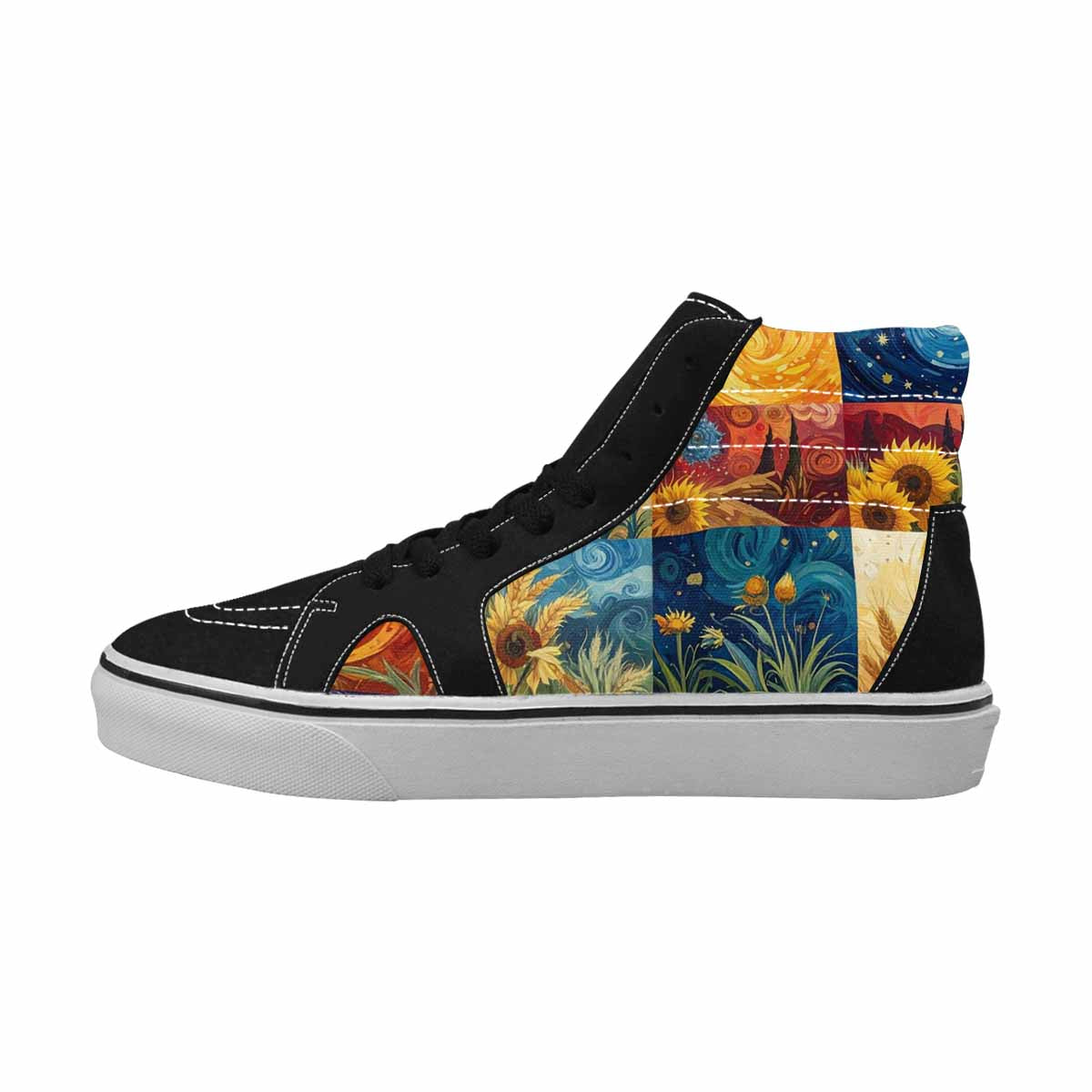 WOMEN'S Van Gogh-Style Swirl High Top Canvas Dark Academia Custom Sneakers