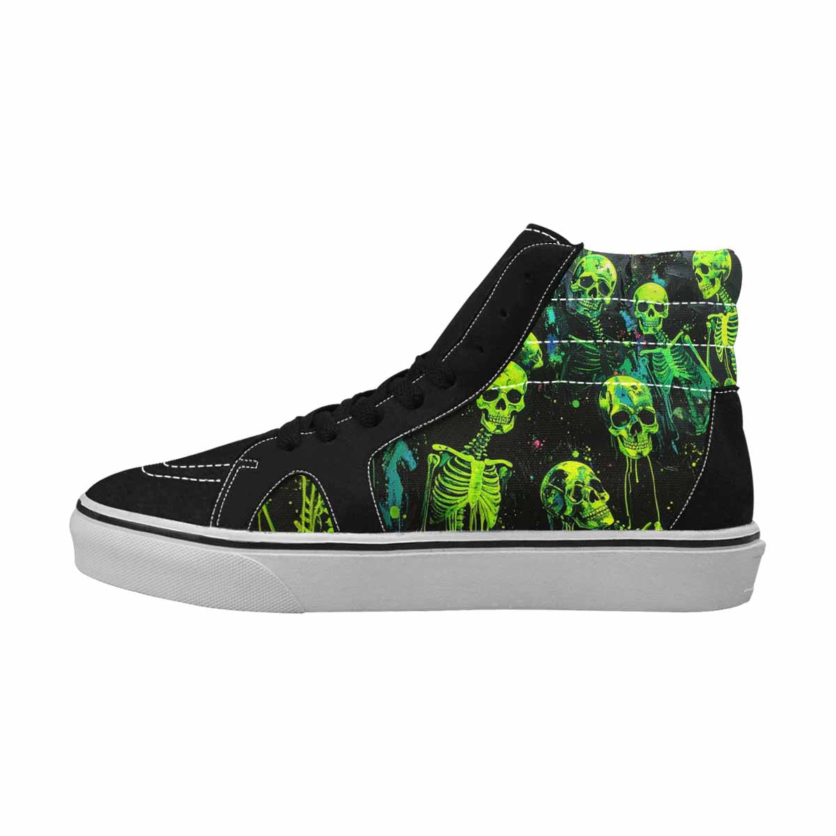 MEN'S Skeletons  Neon Green High Top Canvas Dreamlike Shoes
