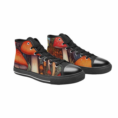 MEN'S Mushroom High Top Canvas Wallpaper Art Custom Shoes