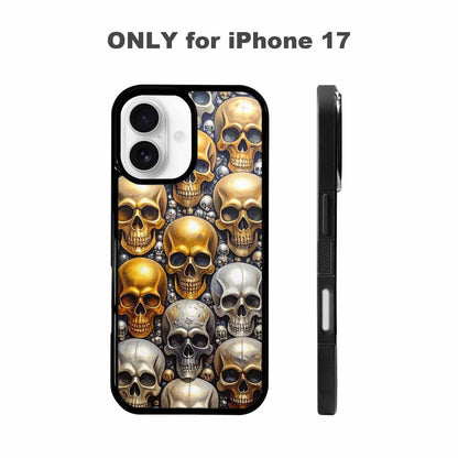 iPhone 17 Case — Skulls Metallic Chrome Small Gothic Skulls, Original Design Phone Case