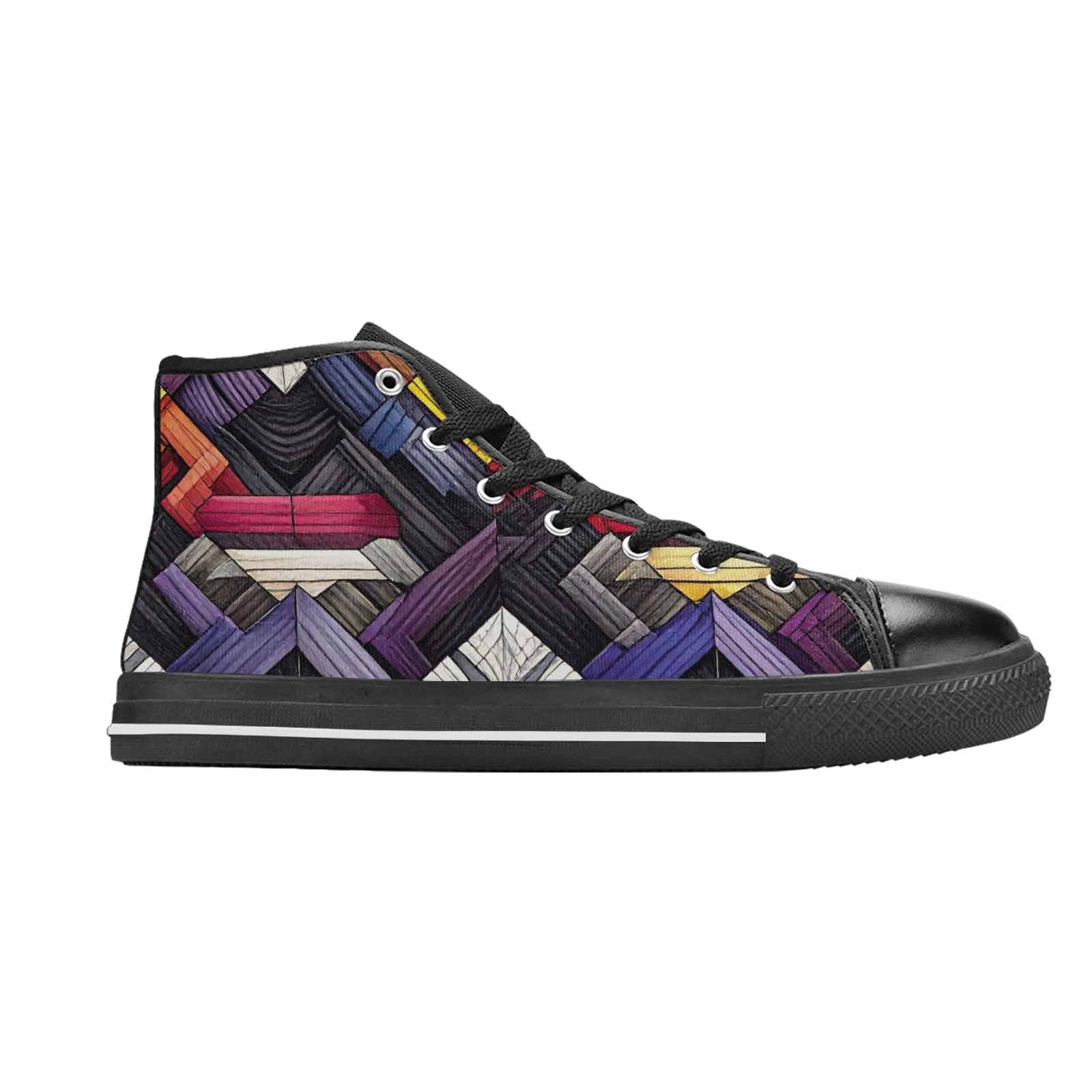 MEN'S Asexual Flag Color High Top Canvas Aesthetic Custom Shoes