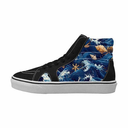 WOMEN'S Ocean Wave High Top Canvas Vibrant Chaos Custom Sneakers