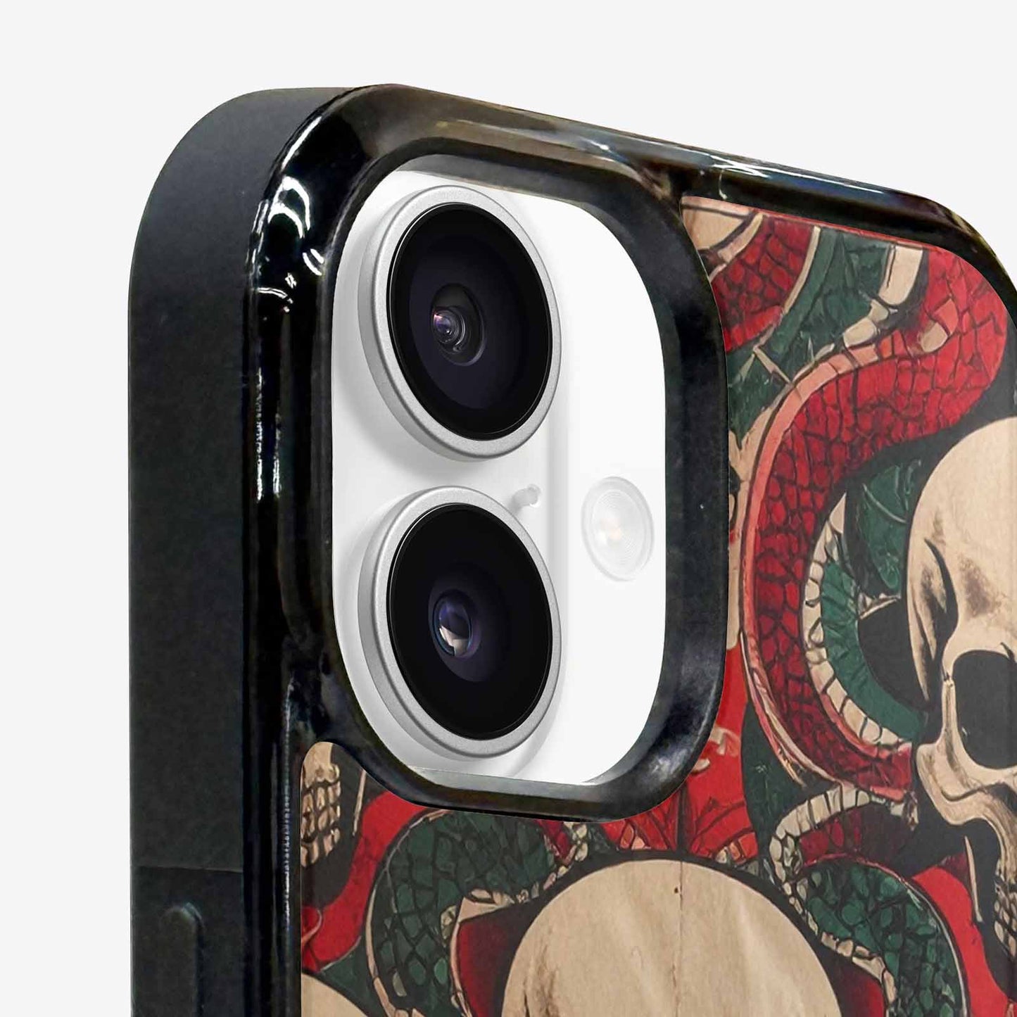 iPhone 16 Case — Traditional Tattoo Style Skulls Entwined With, Unique Phone Case Design