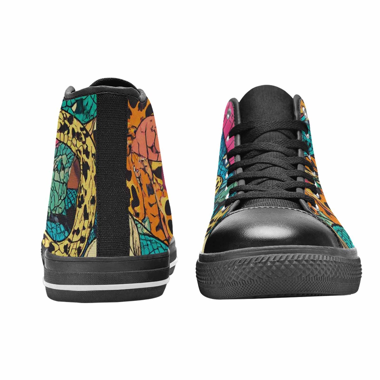 WOMEN'S Snake Print Skull High Top Canvas Dark Academia Custom Sneakers