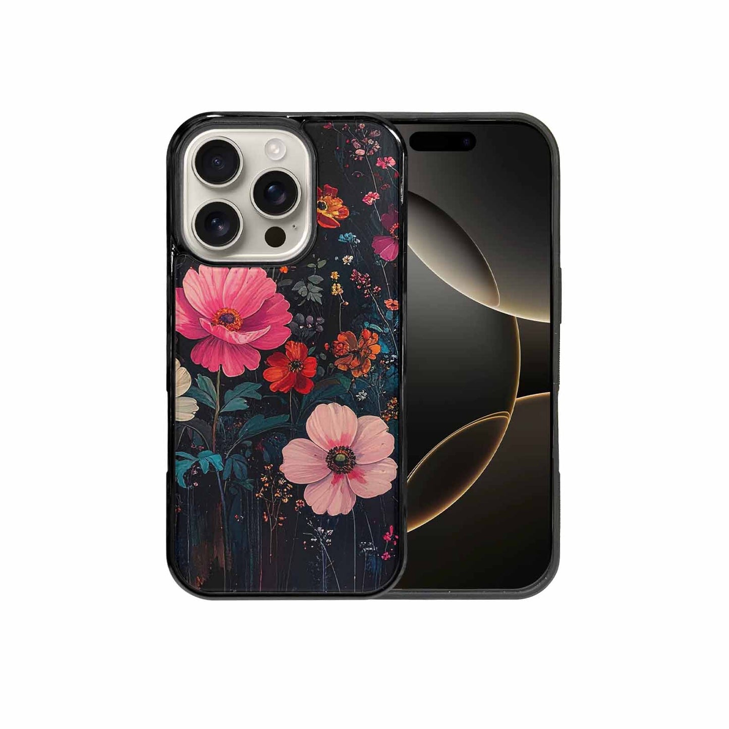 iPhone 16 Pro Case — Shadowy Glitch Floral Pattern Hundreds Of, Unique Phone Case Design