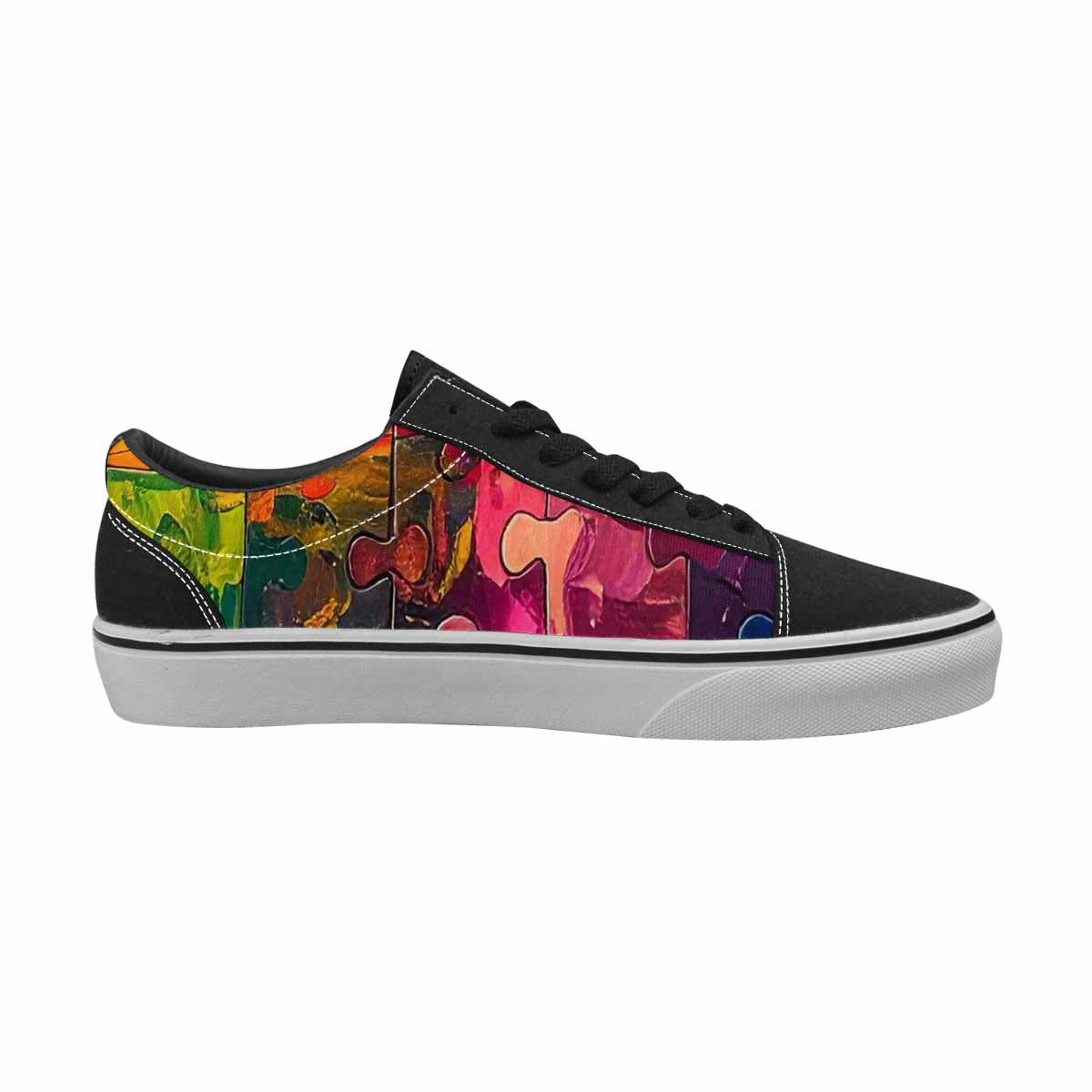 WOMEN'S Autism Puzzle Pieces Lace-Up Canvas Wallpaper Art Custom Sneakers
