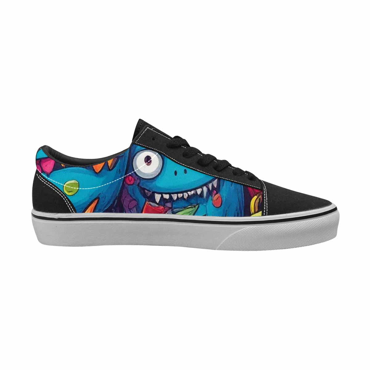 MEN'S Cartoon Monster Character Canvas Lace-Up Vibrant Chaos Custom Sneakers