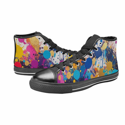 WOMEN'S Paint Splatter High Top Canvas Grunge Custom Sneakers