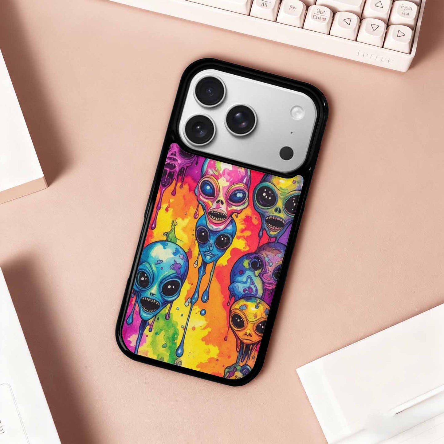 iPhone 17 Pro Case — Melting Aliens Pattern Hundreds Of Alien, Custom Art Phone Cover
