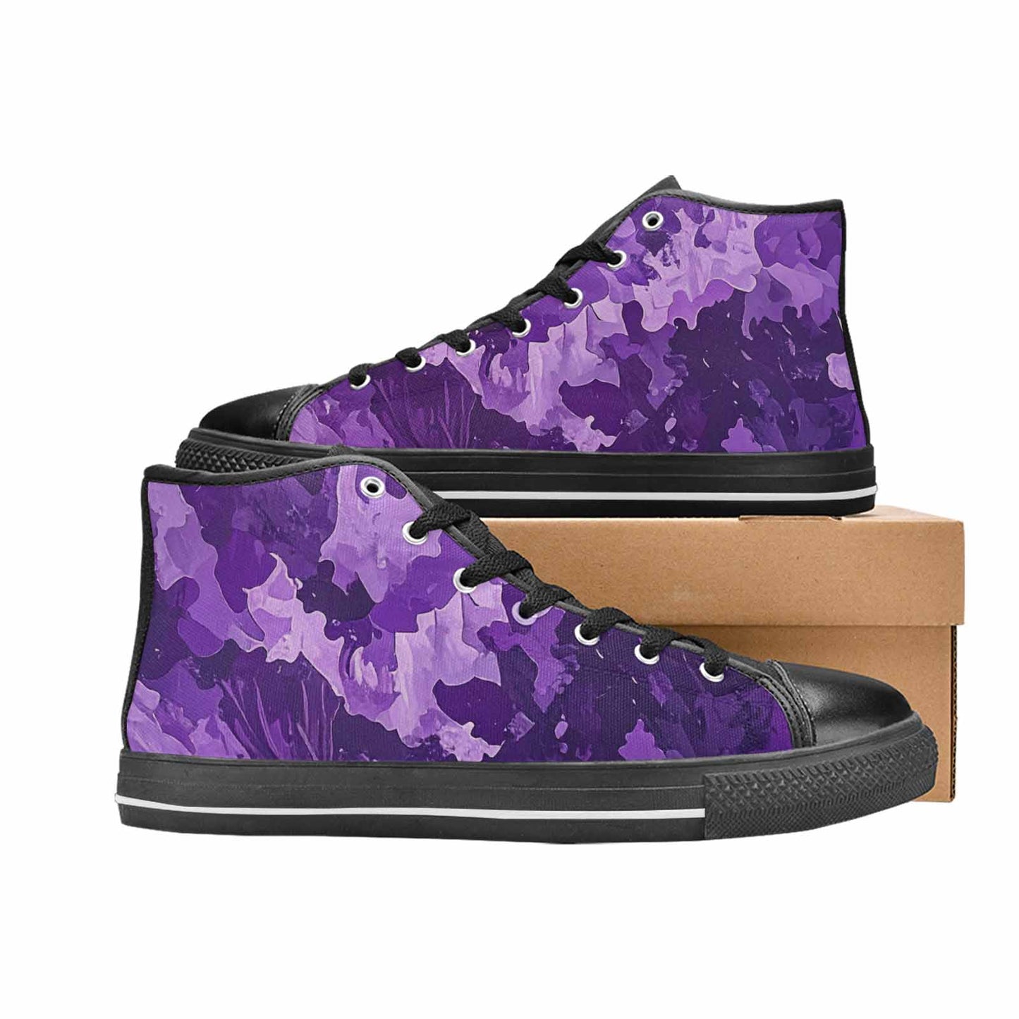 WOMEN'S Military Camouflage Blotch High Top Canvas Vibrant Chaos Shoes