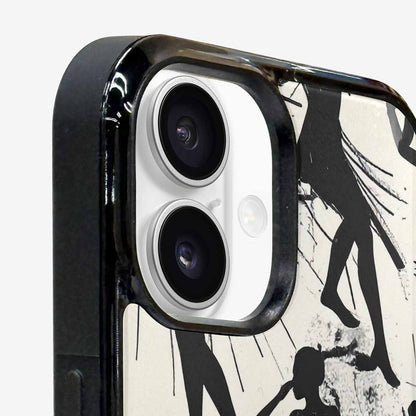 iPhone 16 Plus Case — Bold Dancing Figure Line Art Pattern, Custom Made Phone Cover