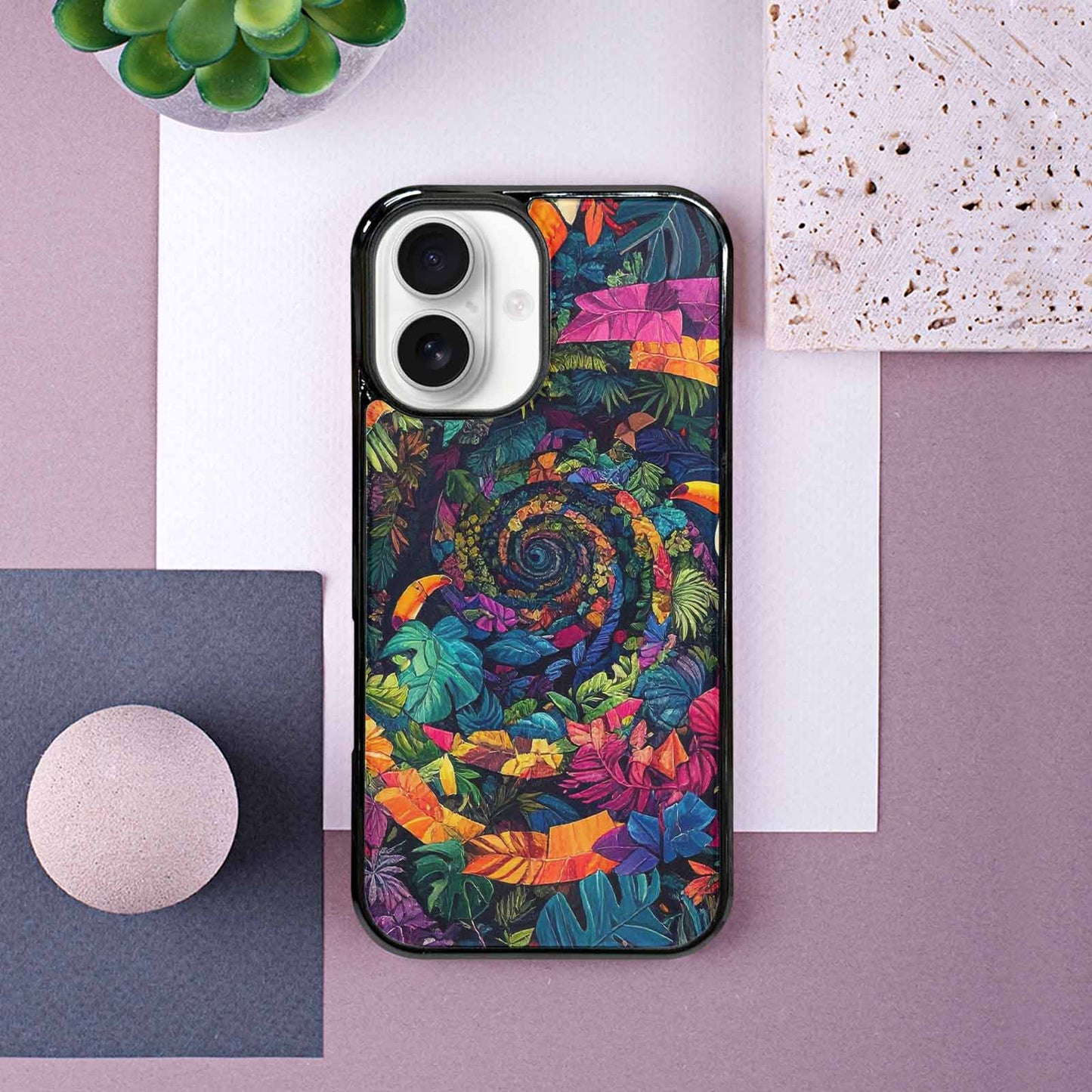 iPhone 16 Case — Toucan Jungle Toucan Jungle Pattern Hundreds, Custom Printed Phone Case