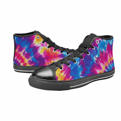 MEN'S Tie Dye Spiral High Top Canvas Vibrant Chaos Custom Sneakers