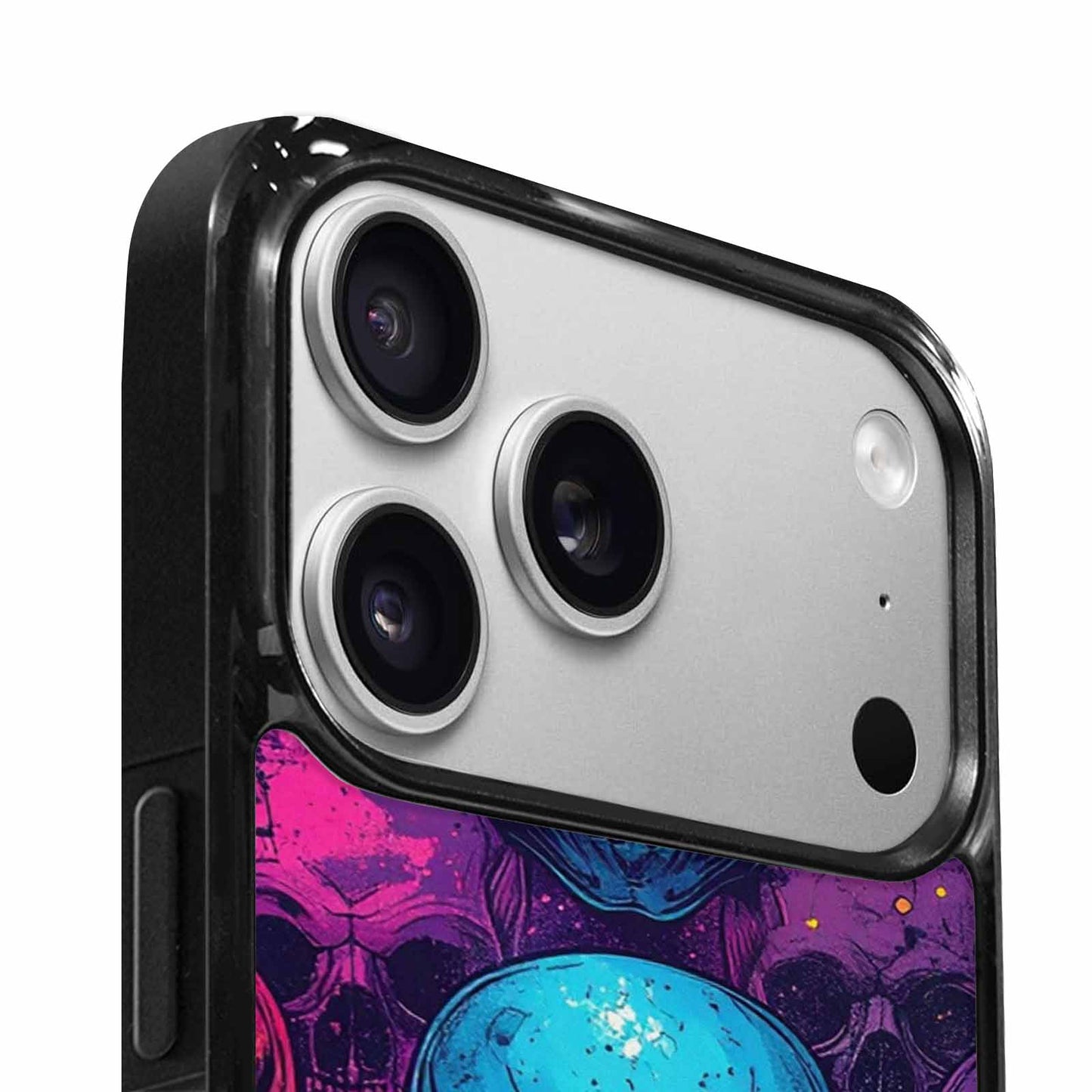 iPhone 17 Pro Case — Skulls Splatter Collages Art Skulls Gothic, Unique Phone Case Design