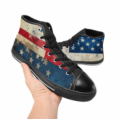 MEN'S American Flag Stars High Top Canvas Vivid Custom Shoes