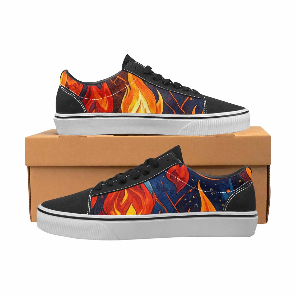 WOMEN'S Fire Flame Canvas Lace-Up Surreal Shoes