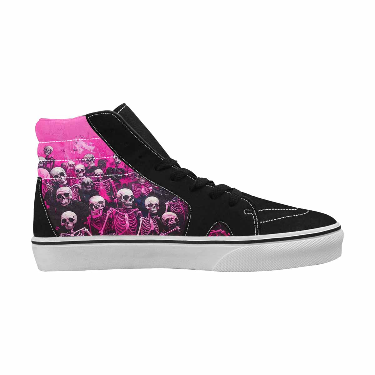 MEN'S Skeletons  Neon Pink High Top Canvas Cottagecore Sneakers
