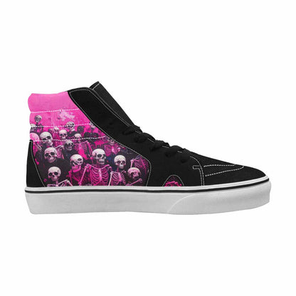MEN'S Skeletons  Neon Pink High Top Canvas Cottagecore Sneakers