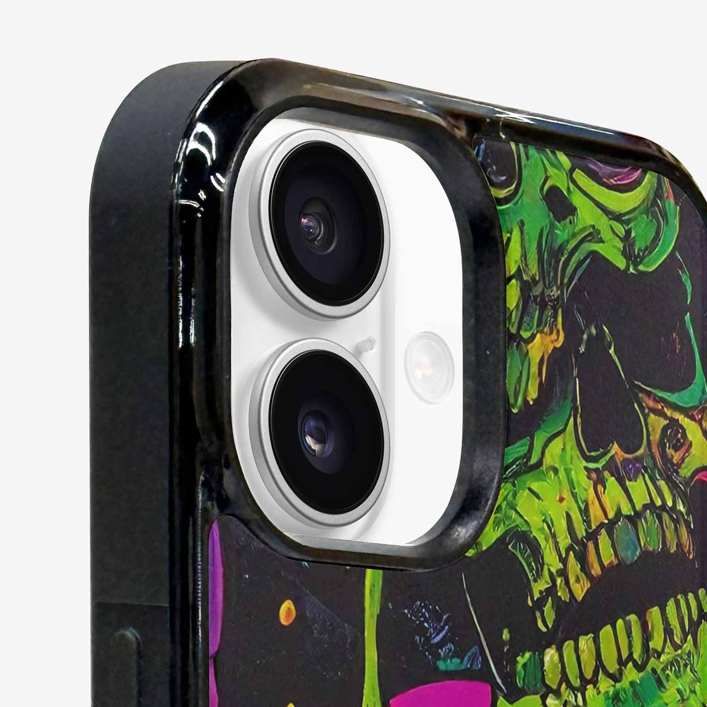 iPhone 16 Plus Case — Vibrant Camo 1000\'s Of Skeletons Neon, Unique Phone Case Design