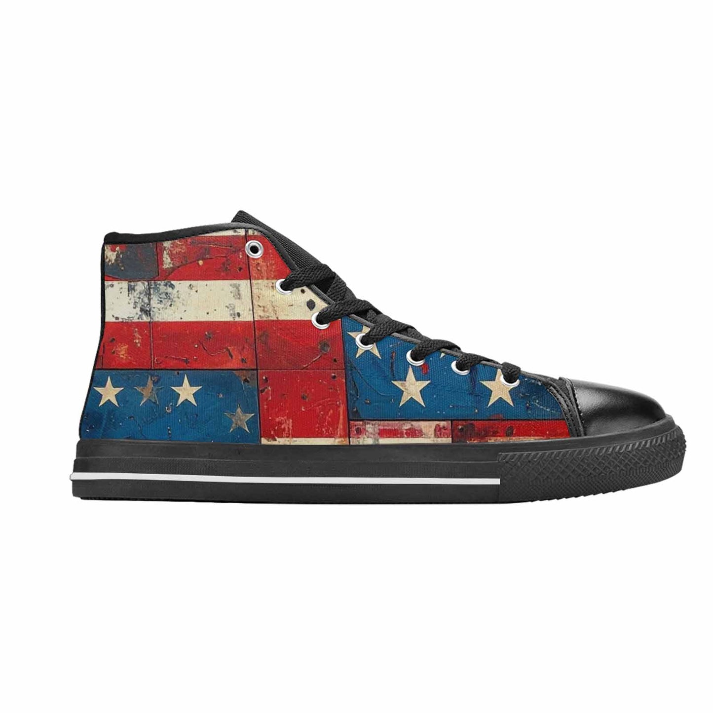 MEN'S American Flag Stars High Top Canvas Wallpaper Art Custom Shoes