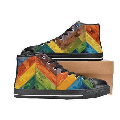 MEN'S Progress Pride Flag High Top Canvas Dark Academia Custom Sneakers