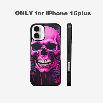 iPhone 16 Plus Case — Pink Purple Skeletons Neon Drip Melting, Unique Phone Case Design