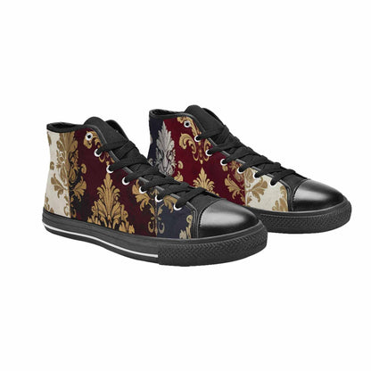 WOMEN'S Damask Ornamental Wallpaper High Top Canvas Surreal Custom Sneakers