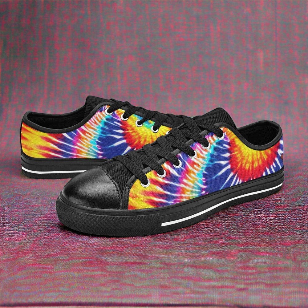 Women's Tie Dye Splash hand-made high-top canvas shoes — unique wearable art by Freaky Shoes